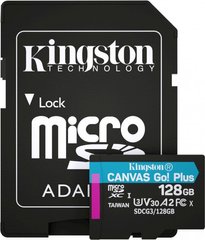 Карта пам'яті Kingston MicroSDHC 128GB UHS-I/U3 Class 10 Kingston Canvas Go! Plus R170/W90MB/s + SD-адаптер (SDCG3/128GB)