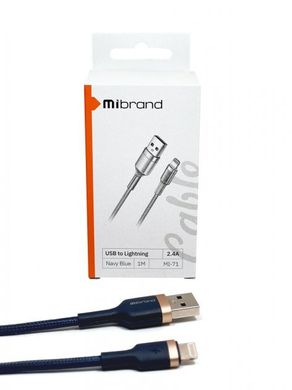 Кабель Mibrand MI-71 Metal Braided Cable USB for Lightning 2.4A 1m Navy Blue