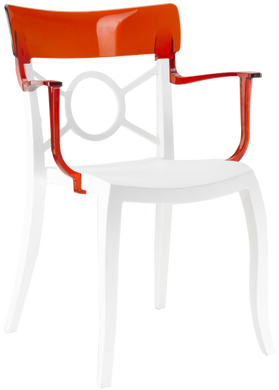 Крісло Papatya Opera-K біле сидіння, верх прозоро-червоний