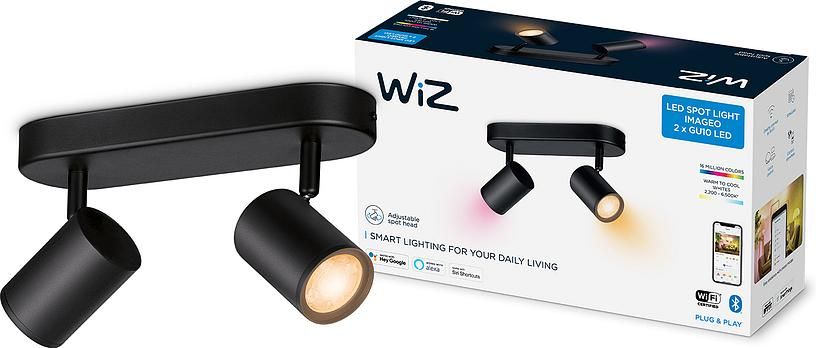 Розумний накладний точковий світильник WiZ IMAGEO Spots 2x5W 2200-6500K RGB Wi-Fi Black (929002659101)