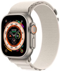 Apple Watch Ultra GPS + Cellular 49mm Titanium Case with Starlight Alpine Loop - Small (MQFQ3)