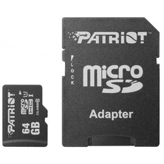 Карта памяти Patriot MicroSDHC64GB UHS-I Class 10 Patriot LX + SD-adapter (PSF64GMCSDXC10)