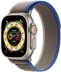 Apple Watch Ultra GPS + Cellular 49mm Titanium Case with Blue/Gray Trail Loop - M/L (MQFV3)