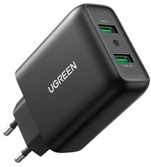 Зарядное устройство Ugreen CD161 2xUSB 36W (USB A QC 3.0) Fast Charger черный
