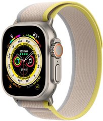 Apple Watch Ultra GPS + Cellular 49mm Titanium Case with Yellow/Beige Trail Loop - M/L (MQFU3)