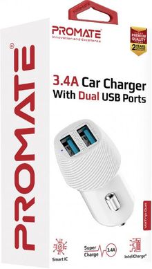 Автомобильное зарядное устройство Promate Voltrip-Duo 17 Вт 2 USB White (voltrip-duo.white)