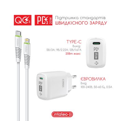 Сетевое зарядное устройство Intaleo TCGQPD120L (White)
