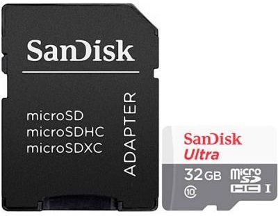 Карта памяти SanDisk microSDHC (UHS-1) Ultra 32Gb class 10 A1 (adapter SD) (SDSQUNR-032G-GN3MA)