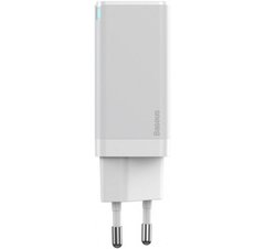 Зарядное устройство Baseus 2xUSB 65W GaN (USB-C+USB-A) Белый