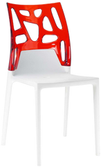 Стул Papatya Ego-Rock белое сиденье, верх прозрачно-красный