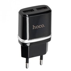 Сетевое зарядное устройство 2USB Hoco C12 Black (2.4A)