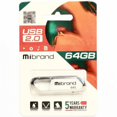 Флешка Mibrand USB 2.0 Aligator 64Gb White (MI2.0/AL64U7W)