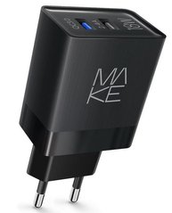 Сетевое зарядное устройство MAKE 18W QC3.0+2.4A Black (MCW-322QBK)