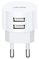 Сетевое зарядное устройство Usams US-CC080 T20 Dual USB Round Travel Charger (EU) White (CC80TC01)