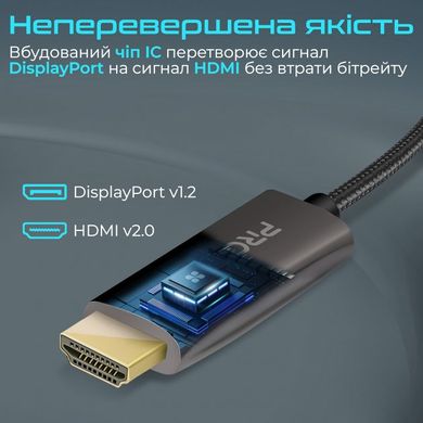 Кабель Promate DisplayPort-HDMI prolink-dp200.black