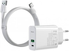 Зарядное устройство Baseus Speed PPS QC C+A 30W VOOC Edition Белый + Flash Cable