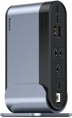 Док-станция Baseus USB3.2 Type-C->3xHDMI/2xUSB-C/5xUSB/RJ45/SD/TRRS 3.5mm/PD 100W + БП 16 in 1
