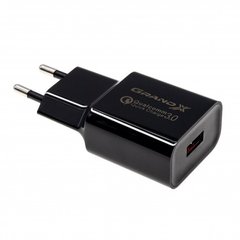 Мережевий зарядний пристрій Grand-X CH-350TC Quick Charge QС3.0 + cable USB -> Type C, Cu, 4A, TPE, 1m