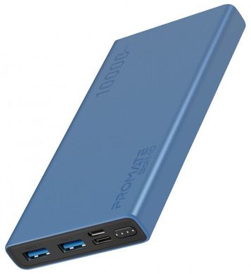 Универсальная мобильная батарея Promate Bolt-10 10000 mAh 10Вт 2xUSB Blue (bolt-10.blue)