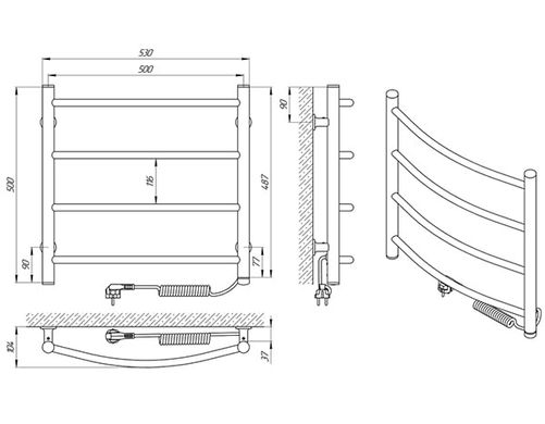 Рушникосушарка Laris Класік ЧК4 500x500 Е (підкл. справа) (75201008)