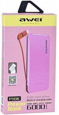 Універсальна мобільна батарея Awei P10K 6000mAh Pink