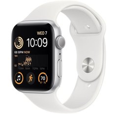 Apple Watch SE 2 GPS 44mm Silver Aluminium with White Sport Band - S/M MNTH3