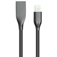 Кабель PowerPlant USB - Lightning 1м силикон Black