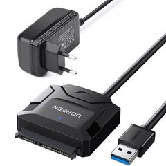 Перехідник UGREEN CR108 USB 3.0 Type-А --> SATA III (F), чорний