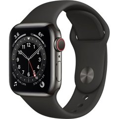 Смарт-годинник Apple Watch Series 6 GPS + Cellular 40mm Graphite Stainless Steel Case with Black Sport Band (M02Y3)