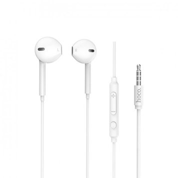 Навушники HOCO M55 Memory sound wire control earphones with mic White