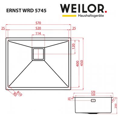 Кухонна мийка Weilor ERNST WRD 5745