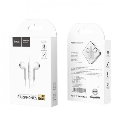 Наушники HOCO M55 Memory sound wire control earphones with mic White