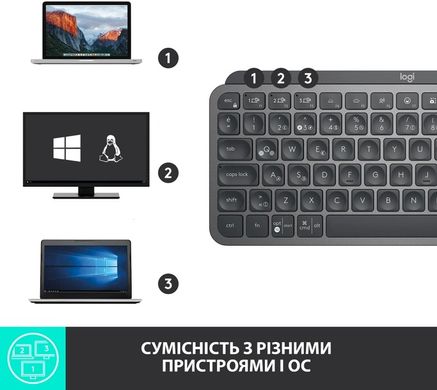 Клавіатура Logitech MX Keys Mini Wireless Illuminated UA Graphite (920-010498)