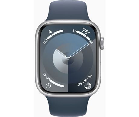 Apple Watch Series 9 GPS 45mm Silver Aluminium Case with Storm Blue Sport Band M/L (MR9E3QP/A)