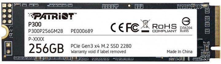 SSD-накопичувач 256GB Patriot P300 M.2 2280 PCIe NVMe 3.0 x4 TLC (P300P256GM28)