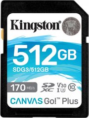 Карта пам'яті Kingston SDXC (UHS-1 U3) Canvas Go Plus 512Gb class 10 V30 (SDG3/512GB)