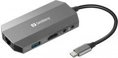 Док-станция Sandberg USB3.1 Type-C --> HDMI/USB 3.0x2/RJ45/SD/TF/PD 100W 6in1