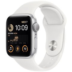Apple Watch SE 2 GPS 40mm Silver Aluminum Case with White Sport Band S/M (MNT93)