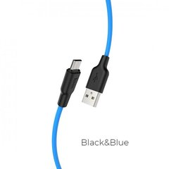 Кабель HOCO X21 Plus USB to Micro 2.4A, 1m, silicone, silicone connectors, Black+Blue