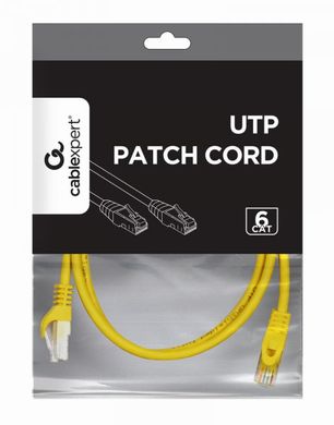 Патч корд Cablexpert PP6U-0.5M/Y, UTP, категория. 6, литой, 50u" штекер с защелкой, 0.5 м, желтый