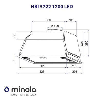 Вытяжка встроенная Minola HBI 5722 I 1200 LED