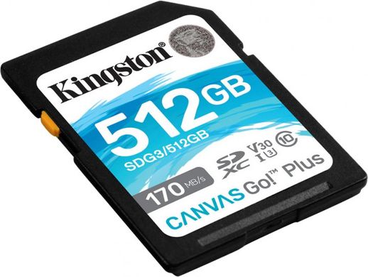 Карта памяти Kingston SDXC (UHS-1 U3) Canvas Go Plus 512Gb class 10 V30 (SDG3/512GB)