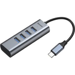 Хаб Baseus Enjoy series Type-C to USB3.0*4+PD HUB adapter Grey (CAHUB-Q0G)