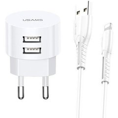 Сетевое зарядное устройство Usams USB Wall Charger 2xUSB T20 U35 with Lightning Cable White (XTXLOGT1804)