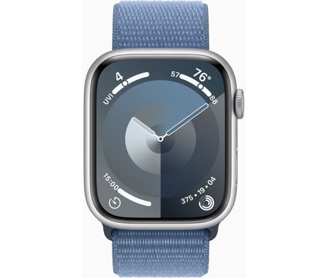Apple Watch Series 9 GPS 45mm Silver Aluminium Case with Winter Blue Sport Loop (MR9F3QP/A)