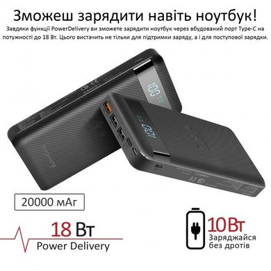 Универсальная мобильная батарея Promate AuraTank-20 20000 mAh Black (auratank-20.black)