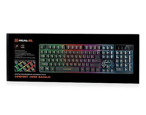 Клавіатура REAL-EL 7090 Comfort Backlit, black