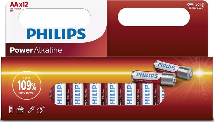 Батарейки Philips Power Alkaline AA лужна блістер 12 шт (LR6P12W/10)