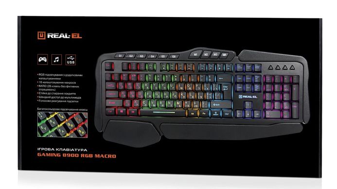 Клавіатура Real-El Gaming 8900 RGB Macro Black