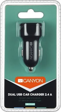 Автомобільний зарядний пристрій Canyon 2USB 2.4A Black-Orange (CNE-CCA04B)
